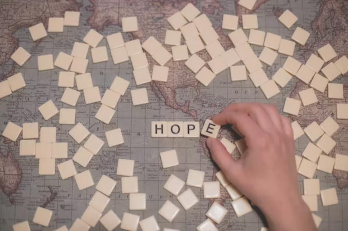 Scrabble with the word hope